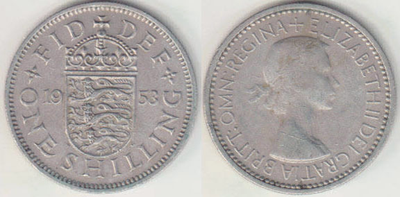 1953 Great Britain Shilling (British) A008719